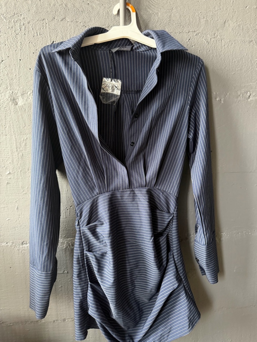 Cider Striped Navy Button-Front Shirt Dress